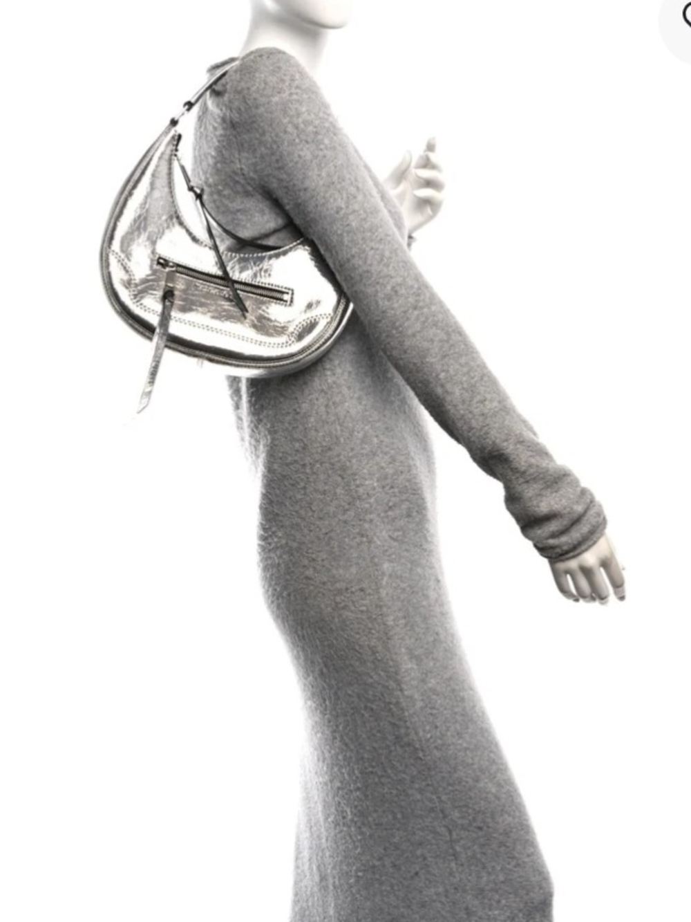Marc Jacobs Metallic Silver Leather Hobo Shoulder Bag - Picture 8 of 13